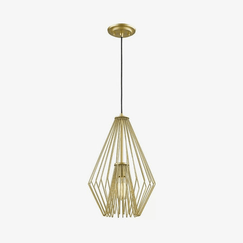 Suspension moderne LED en cage métal design doré