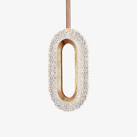 Suspension moderne LED forme ovale et dorée Elaia
