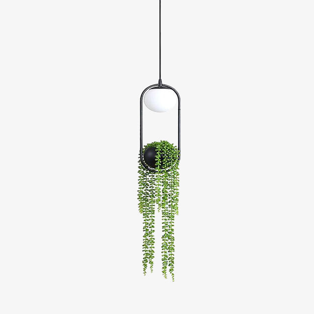 Suspension moderne LED ovale en métal noir Loom