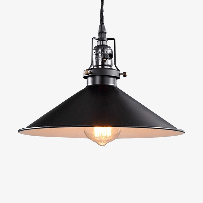 Suspension retro LED en métal avec abat-jour conique Edison