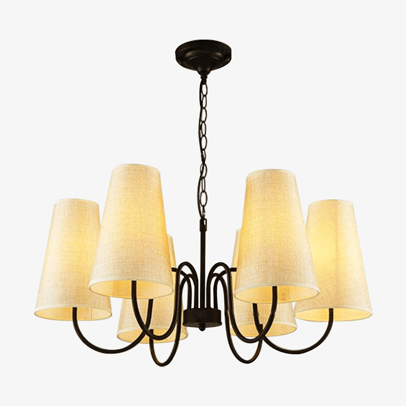 Suspension rétro LED en métal avec plusieurs abats-jours en tissu - vue 2 sur 8