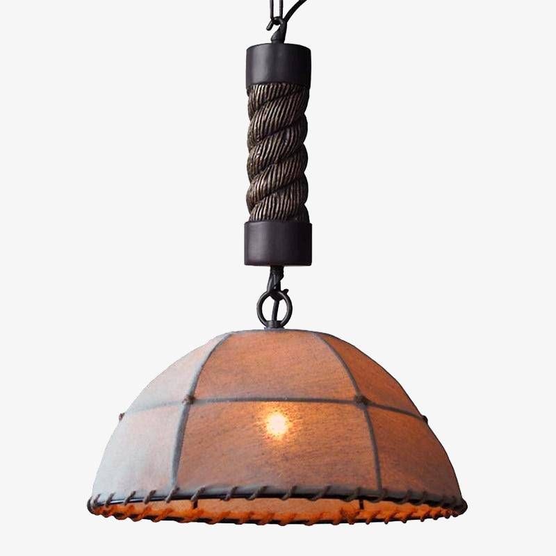 Suspension rustique demi boule rétro Rope