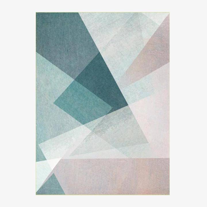 Tapis rectangle géométriques rose et bleu