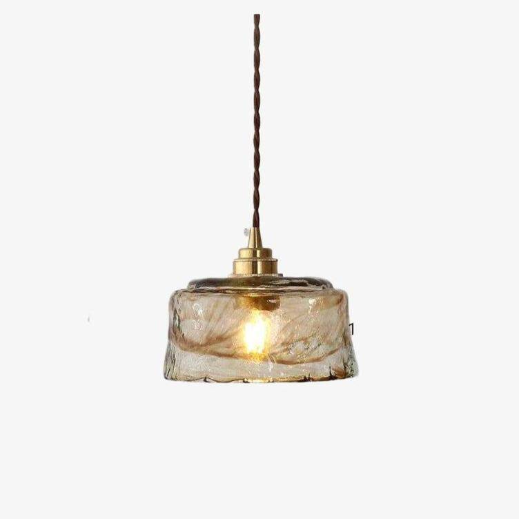 Suspension design à LED avec abat-jour en verre cuivré rétro